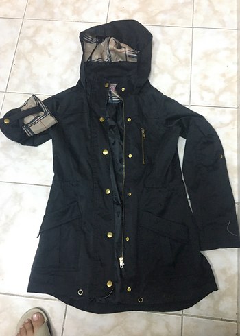 Fermuarlı Siyah Trençkot - Görsel 2