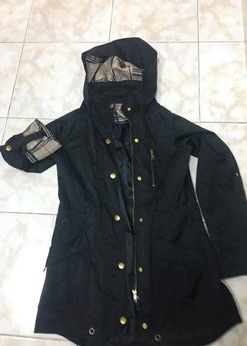 Fermuarlı Siyah Trençkot - Görsel 3