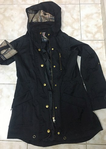 Fermuarlı Siyah Trençkot - Görsel 4