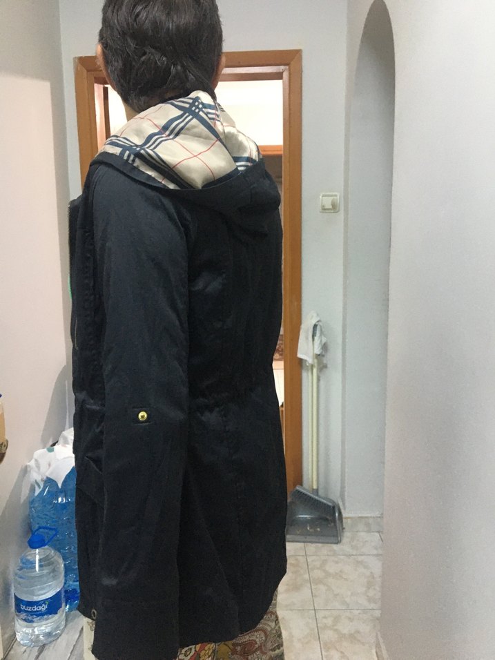 Fermuarlı Siyah Trençkot - Görsel 5