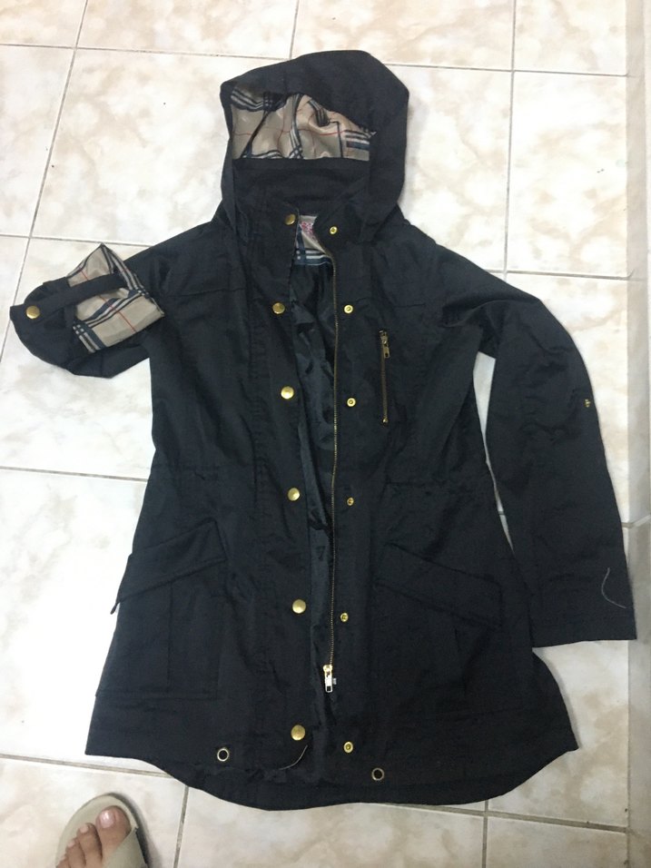 Fermuarlı Siyah Trençkot - Görsel 2