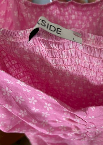 Zara Pembe Midi Bohem Keten Elbise
