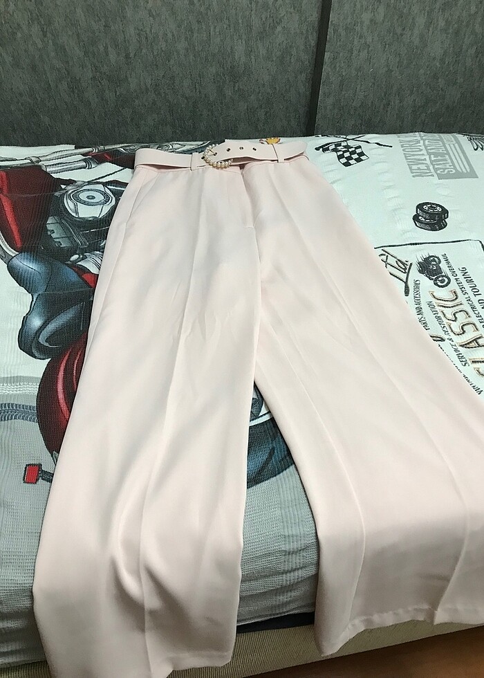 Zara incili kemerli yüksek bel pantolon - Görsel 4