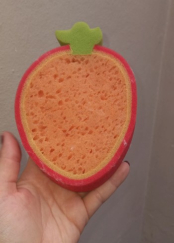 Renkli Çilek Şeklinde Yumuşak Banyo Süngeri - Görsel 3