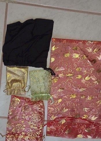 Renkli Nakışlı Mini Bohem KESE Seti 5li