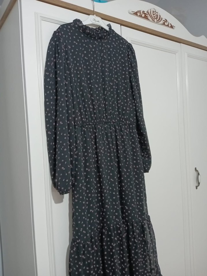 Uzun Kollu Siyah Bohem Uzun Elbise - Görsel 3