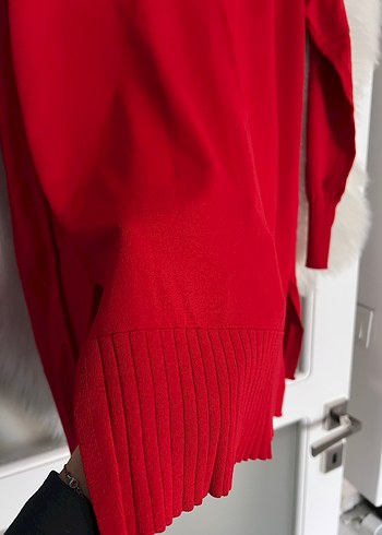 Kırmızı Kadın Uzun Kollu Triko Kazak Merserize - Görsel 4