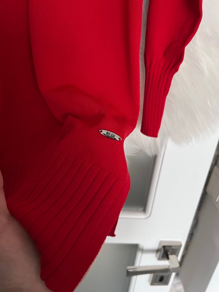 Kırmızı Kadın Uzun Kollu Triko Kazak Merserize - Görsel 2