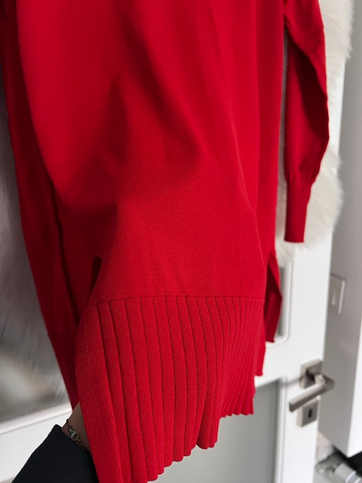 Kırmızı Kadın Uzun Kollu Triko Kazak Merserize - Görsel 4