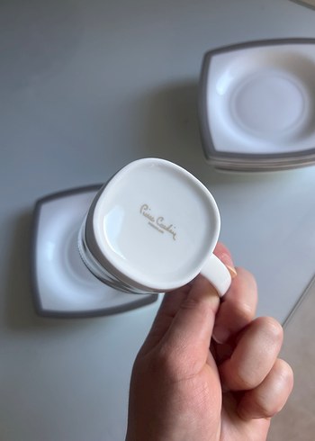 Gri Detaylı Beyaz Kahve Fincanı Takımı - Görsel 2