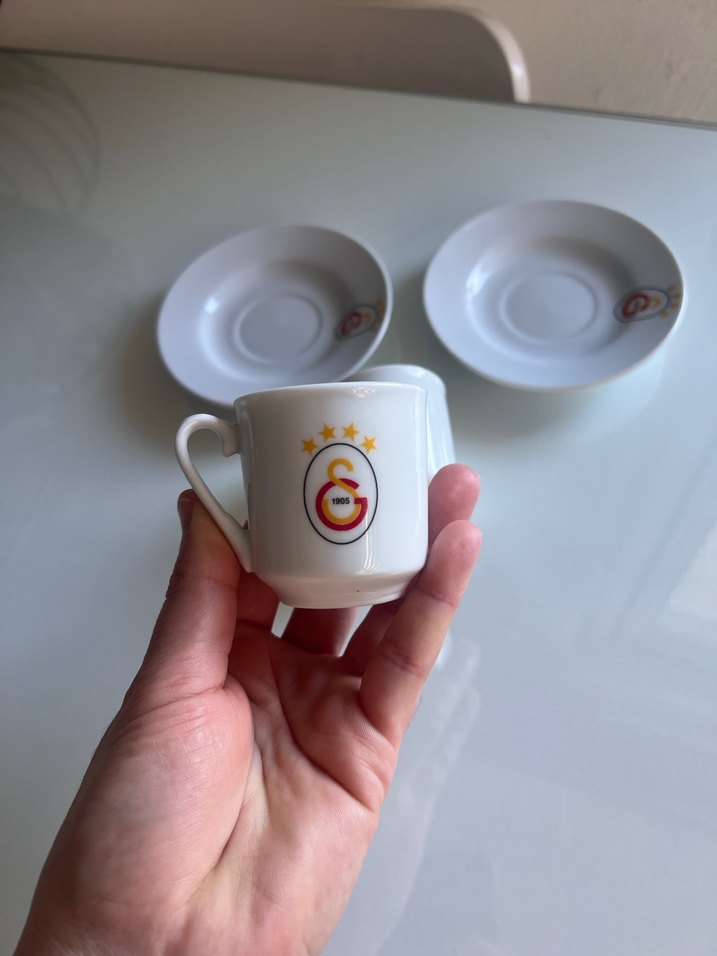 Galatasaray Logolu Beyaz Türk Kahvesi Fincanı Seti - Görsel 4