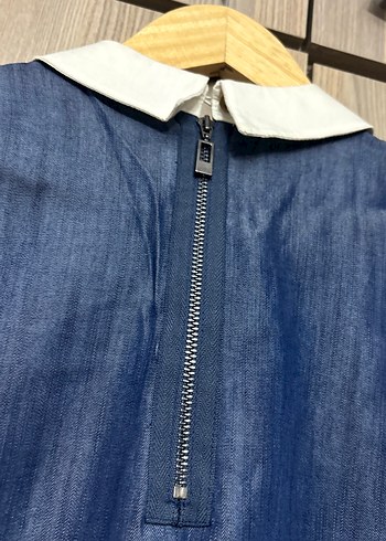 Çok şık bir parça /  Kolsuz Denim Gömlek -bluz - Görsel 3