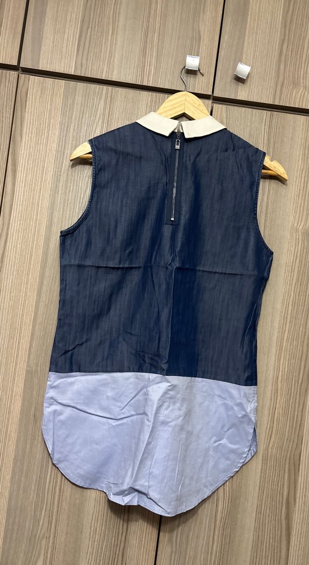 Çok şık bir parça /  Kolsuz Denim Gömlek -bluz - Görsel 4