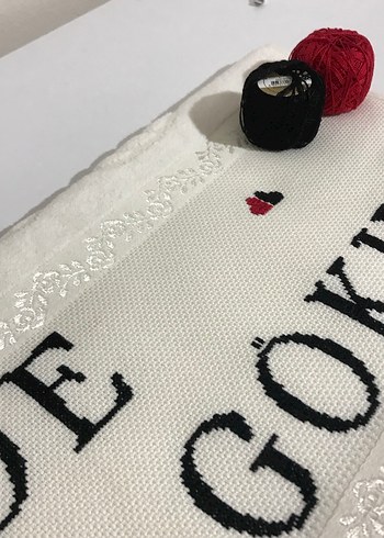 Nakışlı Beyaz Havlu Gokhan Asude - Görsel 4