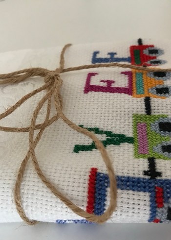 Renkli Nakışlı Bohem Havlu - Görsel 9