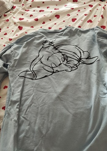 Mavi Baskılı Uzun Kollu Hamile Tişörtü - Görsel 3