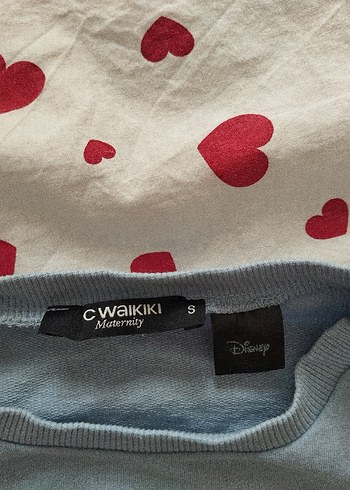 Mavi Baskılı Uzun Kollu Hamile Tişörtü - Görsel 2