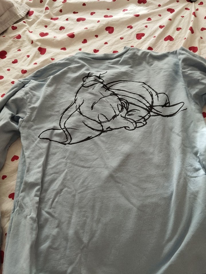 Mavi Baskılı Uzun Kollu Hamile Tişörtü - Görsel 3