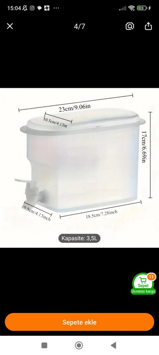 3,5L Kapasiteli Plastik Musluklu Sürahi - Görsel 3