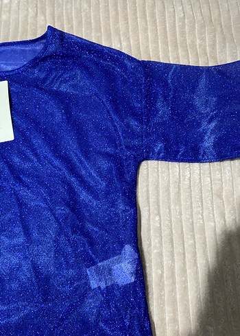 Parlak Mavi Triko Kadın Bluz - Görsel 4