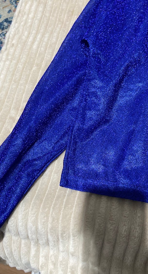 Parlak Mavi Triko Kadın Bluz - Görsel 2