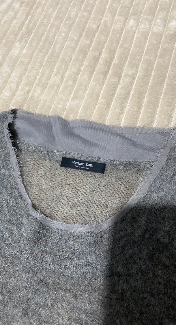 Massimo Dutti Gri Örgü Kolsuz Kadın Triko - Görsel 3