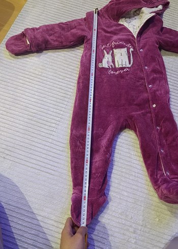 Kapüşonlu Pembe Kız Bebek Tulumu ölçüleri yazıyor - Görsel 6