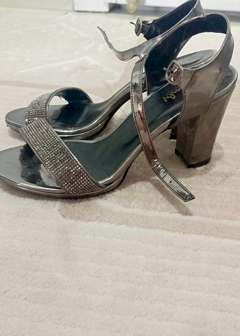 39 Beden gri Renk Gri Parlak Stiletto Kadın Ayakkabı