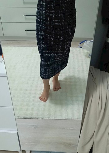 Diğer Düğmeli Kareli Kadın Örme Elbise