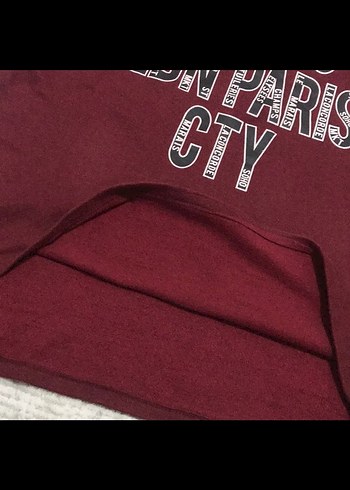 xl Beden Payet Detaylı Uzun Kollu Bordo Kız Tişört