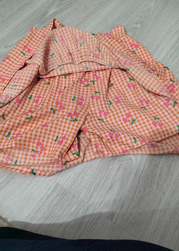 Pembe Nakışlı Fırfırlı Mini Etek - Görsel 2