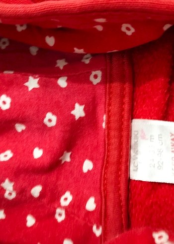 Kız Çocuk Kırmızı Kapüşonlu Fermuarlı Sweatshirt - Görsel 2