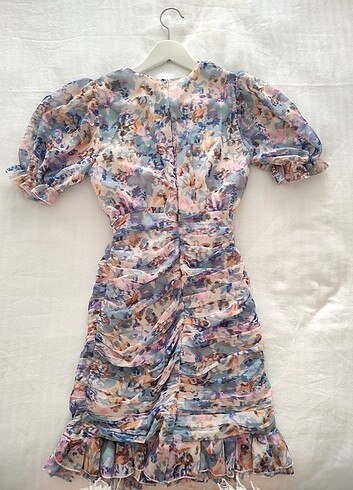 36 Beden Çok renkli drape detaylı elbise 