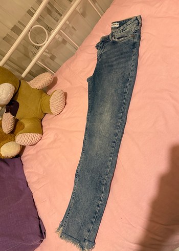 Tokalı Mavi Normal Boy Kadın Kot Pantolon - Görsel 4