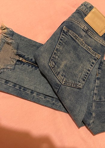 Tokalı Mavi Normal Boy Kadın Kot Pantolon - Görsel 2