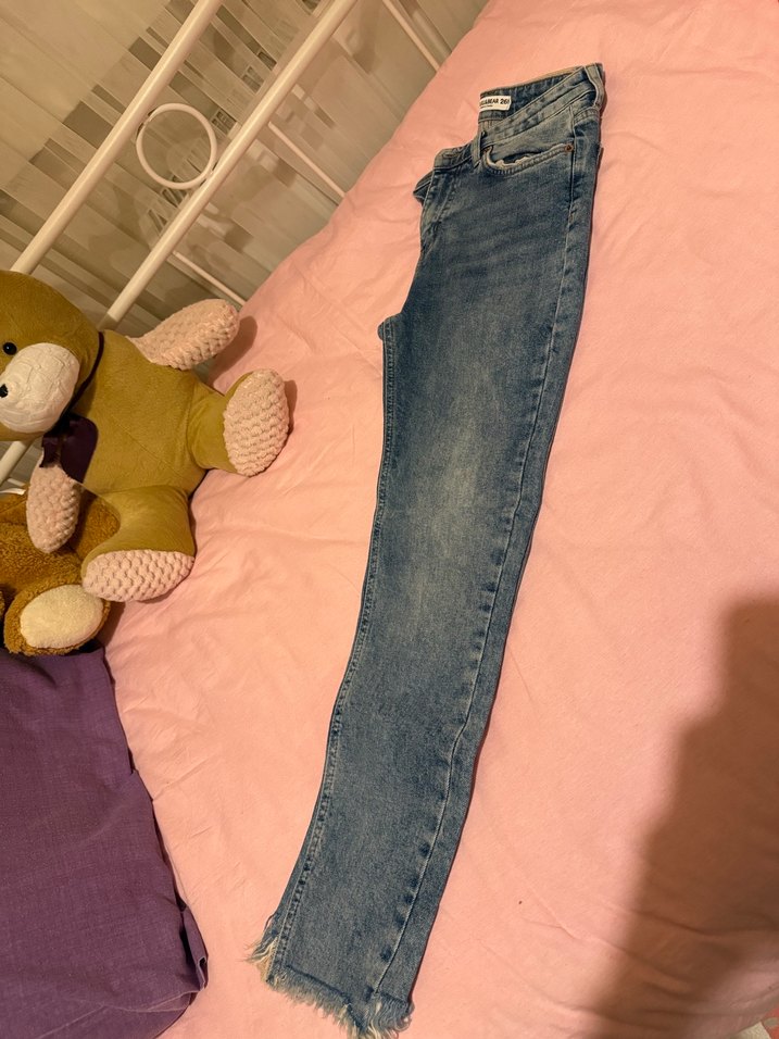 Tokalı Mavi Normal Boy Kadın Kot Pantolon - Görsel 4