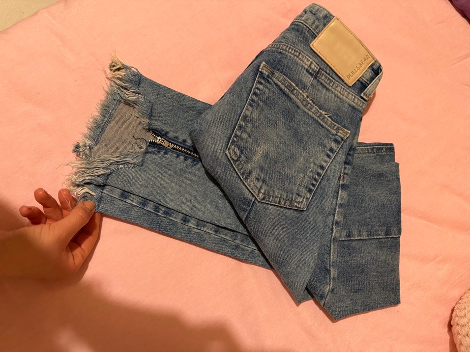 Tokalı Mavi Normal Boy Kadın Kot Pantolon - Görsel 2