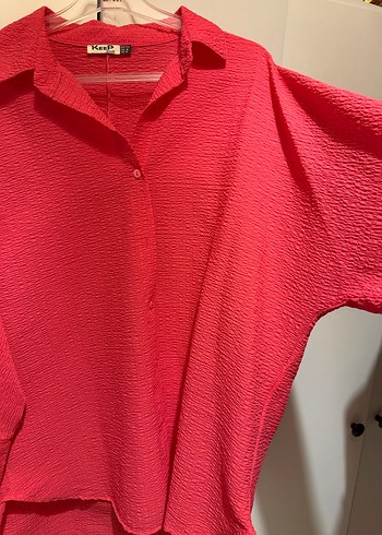 Pembe Uzun Kollu Keten Gömlek - Görsel 3