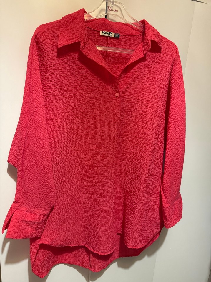 Pembe Uzun Kollu Keten Gömlek - Görsel 2