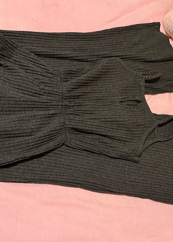 Gri Triko Kadın Midi Tulum - Görsel 4