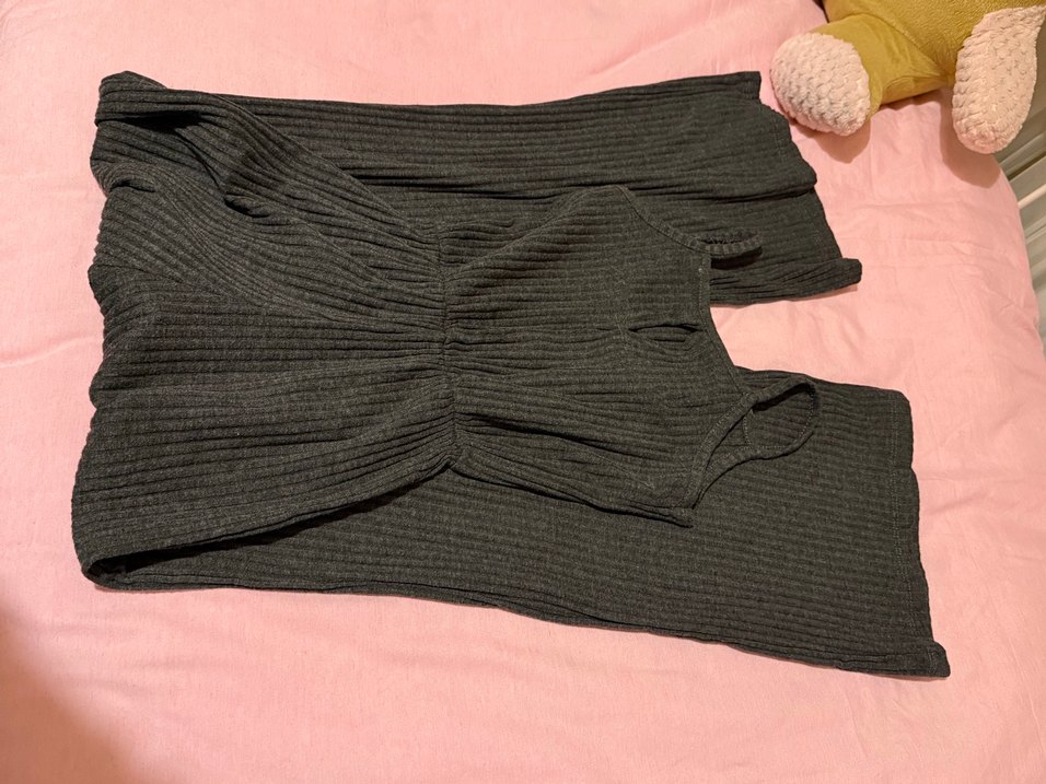 Gri Triko Kadın Midi Tulum - Görsel 4