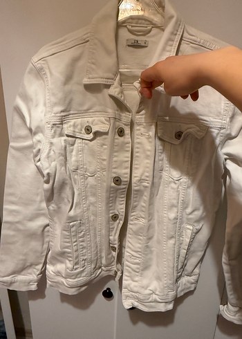 Beyaz Kadın Denim Ceket - Görsel 4