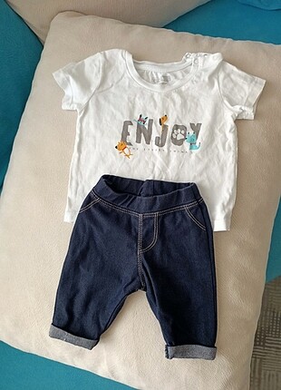 Bebek takım kot pantolon t-shirt