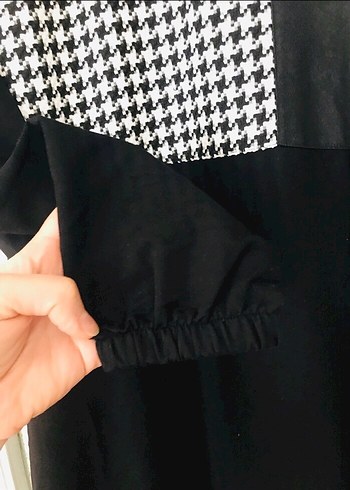 Diğer Kadın Siyah Ekose Desenli Midi Tunik