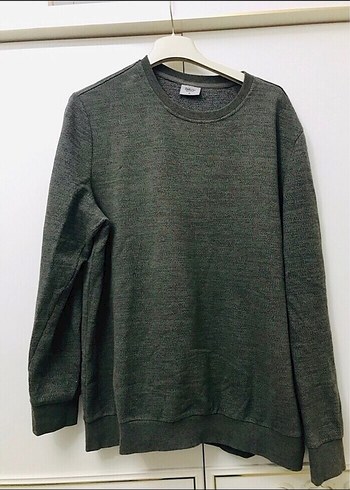 Gri Erkek Yün Sweatshirt Crew Neck