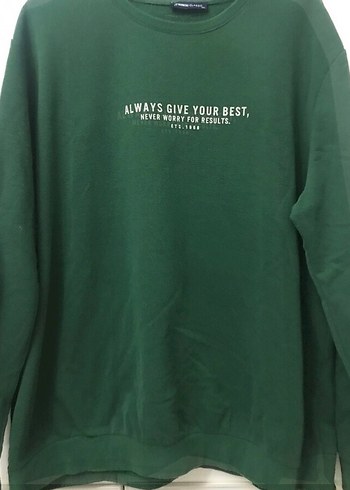 3xl Beden yeşil Renk Erkek Yeşil Uzun Kollu Sweatshirt