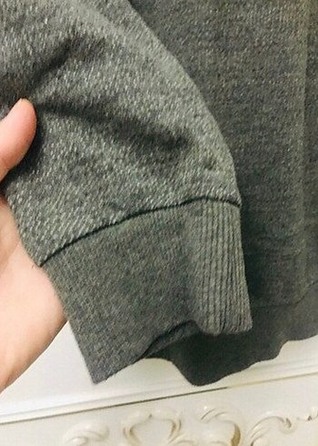 xl Beden Gri Erkek Yünlü Uzun Kollu Sweatshirt