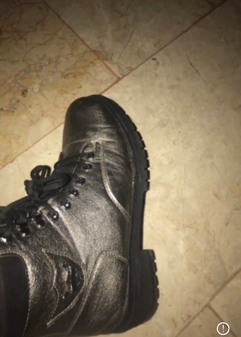 Gri Deri Yüksek Topuklu Punk Botlar - Görsel 2