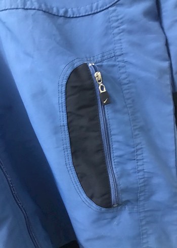 Erkek Mavi Fermuarlı Rahat Kesim Yağmurluk - Görsel 4