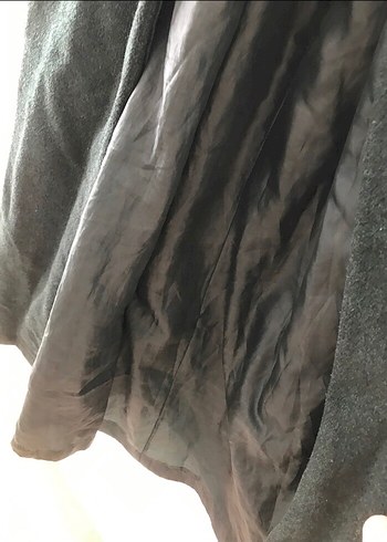 Kemerli Uzun Gri Kadın Kaban - Görsel 2